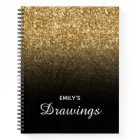 Gold Glitter and Black Ombre Personalized Drawing