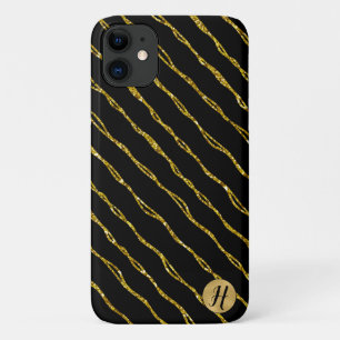 Gold Glitter and Black Phone Case