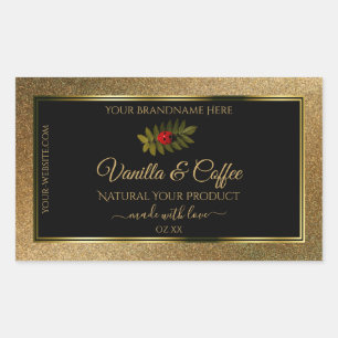 Gold Glitter and Black Product Labels Cute Ladybug