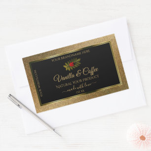 Gold Glitter and Black Product Labels Cute Ladybug