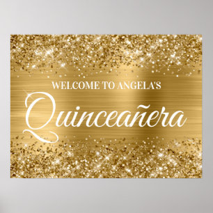 Gold Glitter and Foil Quinceanera Welcome Poster