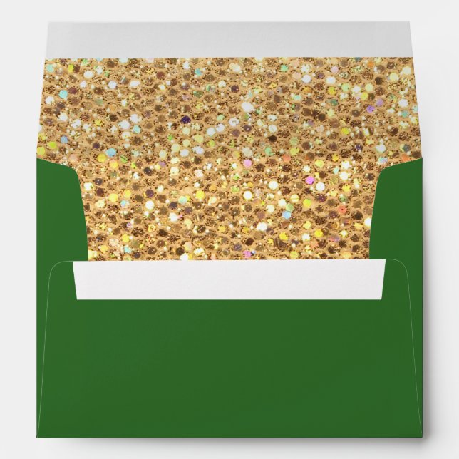 Gold Glitter and Green Envelopes (Back (Bottom))