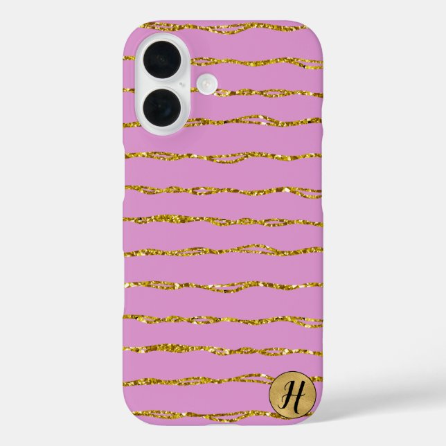Gold Glitter and Pink Phone Case (Back)