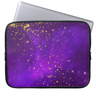 Gold Glitter and Purple Galaxy Laptop Sleeve
