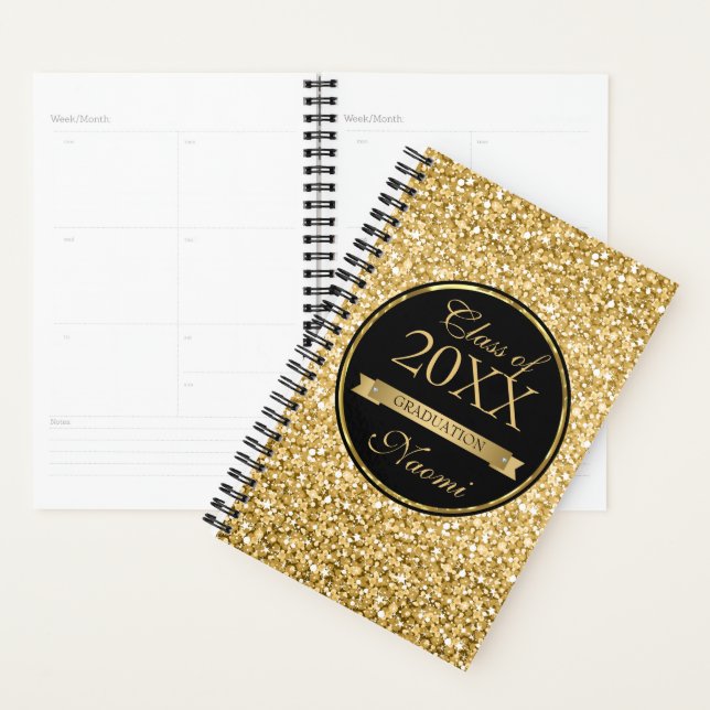 Gold Glitter And Ribbon With Diamonds Planner (Display)