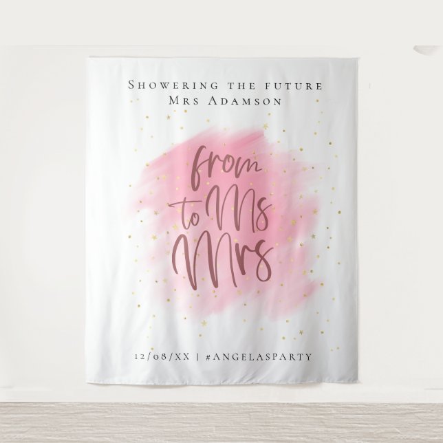 Gold Glitter and Rose Bachelorette Photo Booth Tapestry (Front)