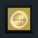 Gold Glitter and sparkle Black Monogram Newlywed Gift Box<br><div class="desc">Personalized Gold Glitter (printed) Monogrammed design with bride and groom names and wedding date and ombre effect. Makes a great gift for newly weds. Great for your bedroom as fun decorative addition to your bedroom. Customize with your names,  monogram initial and wedding date.</div>