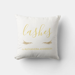 Gold Glitter and Sparkle Eyelash Extension Throw Pillow