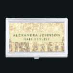 Gold Glitter and Sparkle Monogram Business Card Holder<br><div class="desc">Gold Faux Dripping Glitter and Sparkle Elegant Girly Business Card Holder. This Business Card Holder can be customized to include your first and last name.</div>