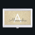 Gold Glitter and Sparkle Monogram Business Card Holder<br><div class="desc">Gold Faux Glitter and Sparkle Elegant Monogram Business Card Holder. This Business Card Holder can be customized to include your initial and first name.</div>