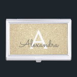 Gold Glitter and Sparkle Monogram Business Card Holder<br><div class="desc">Gold Faux Glitter and Sparkle Elegant Monogram Business Card Holder. This Business Card Holder can be customized to include your initial and first name.</div>