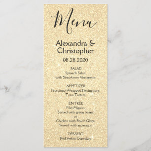 Gold Glitter and Sparkle Wedding Menu