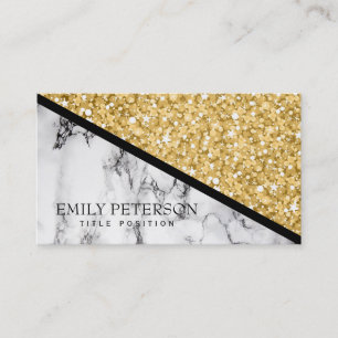 Gold Glitter And White Marble Business Card