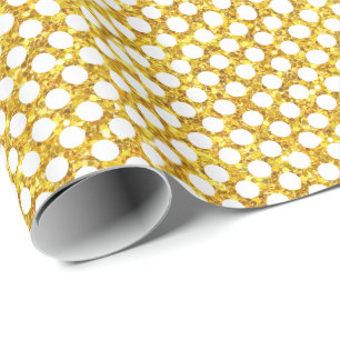 Gold Glitter And White Polka Dot Wrapping Paper