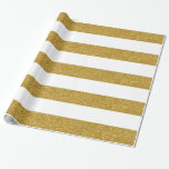 Gold Glitter and White Striped Wrapping Paper<br><div class="desc">This pretty wrapping paper will work for any event. Whether it's a birthday,  holiday or wedding,  you're covered with this paper on hand.</div>