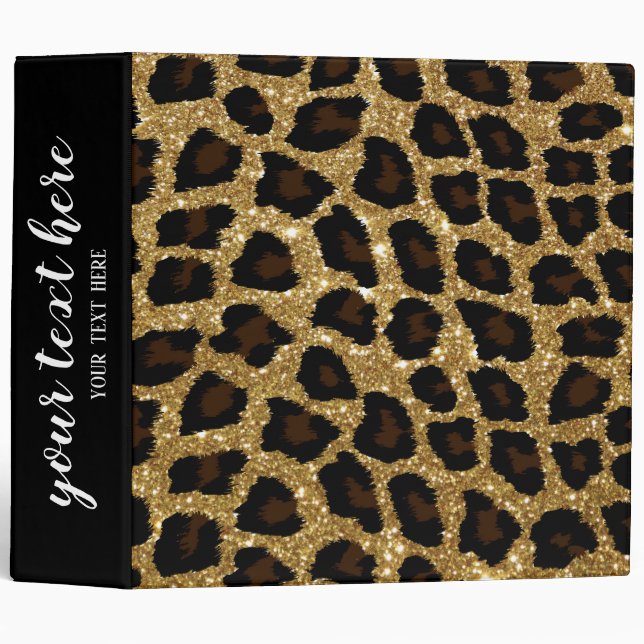 Gold Glitter Animal Print Binder (Front/Spine)