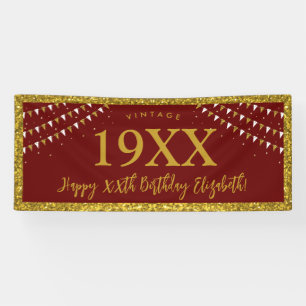 Gold Glitter Any Age Birthday Vintage Banner