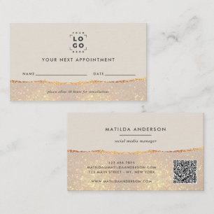 Gold Glitter Appointment Reminder & Business Card