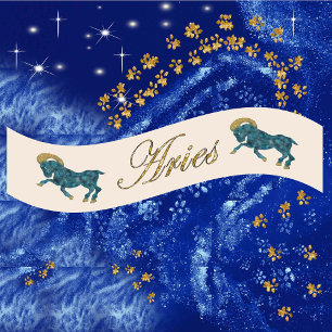 Gold Glitter Aries Zodiac Birthday Gift Satin Ribbon