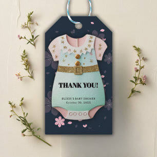 Gold Glitter Baby Clothes Floral Baby Shower Gift Tags