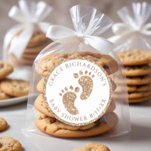 Gold Glitter Baby Shower Favour Sticker 