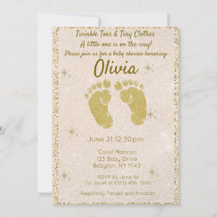 Gold Glitter Baby Shower Invitation