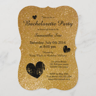 Gold glitter bachelorette party invitations