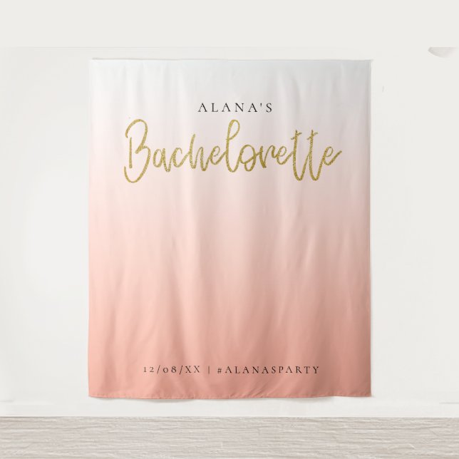 Gold Glitter Bachelorette Party Photo Booth Tapestry (Front)
