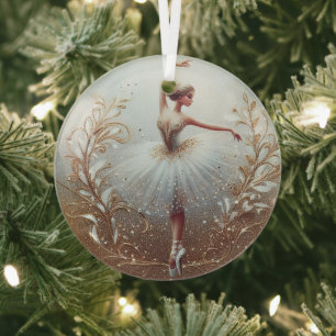 Gold glitter Ballerina Christmas Ornament