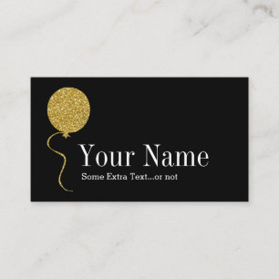 Gold Glitter Balloon Event Party Planner Black Business Card