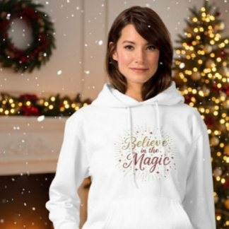 Gold Glitter "Believe in the Magic" Christmas Holi Hoodie
