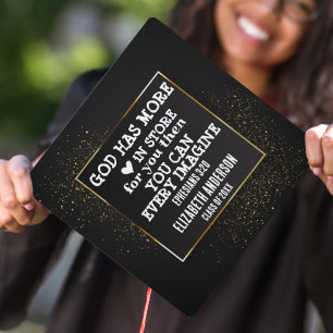 Gold Glitter Bible Verse Graduation Cap Topper