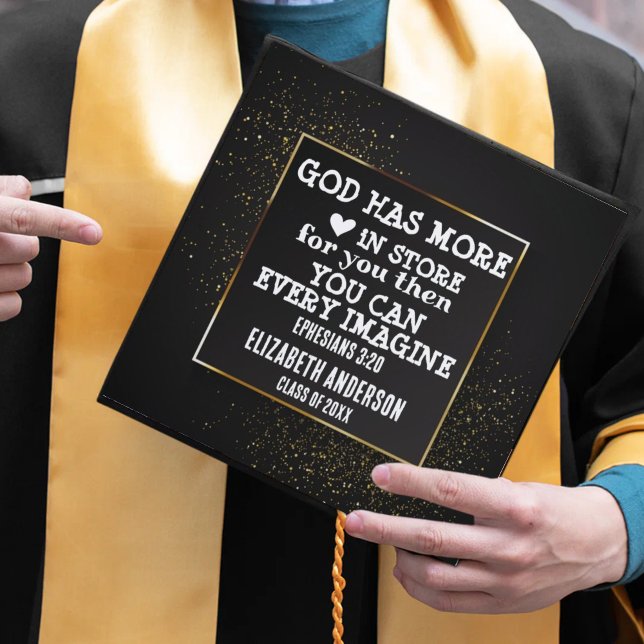 Gold Glitter Bible Verse Graduation Cap Topper (Creator Uploaded)