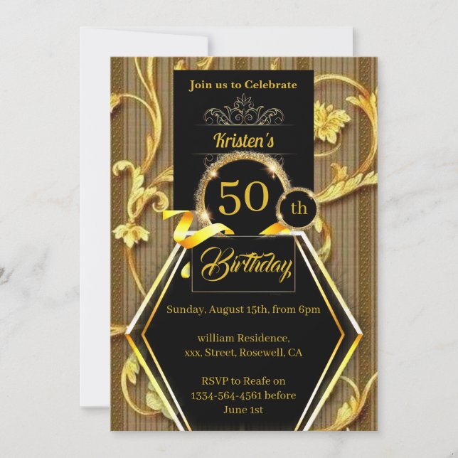 Gold Glitter Birthday Invitation (Front)