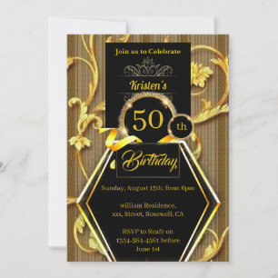 Gold Glitter Birthday Invitation