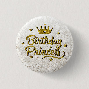 Gold Glitter "Birthday Princess" Button