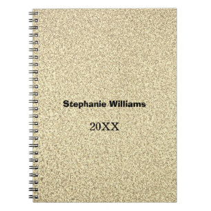 Gold Glitter Black Custom Name Wedding Bridal Gift Notebook