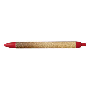 Gold Glitter  Black Ink Pen