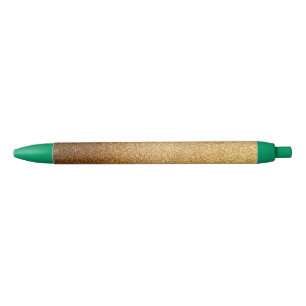 Gold Glitter  Black Ink Pen