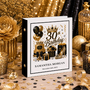 Gold Glitter Black Luxe 30th Birthday Binder