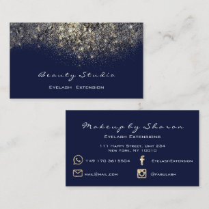 Gold Glitter Black Makeup Lash Blue Navy Spark Business Card