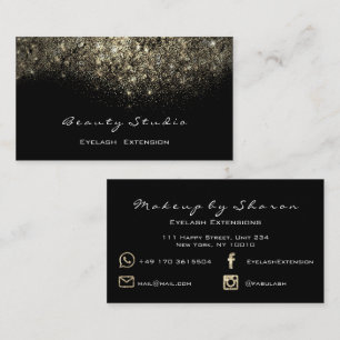 Gold Glitter Black Makeup Lash Instagram FB Mail Business Card