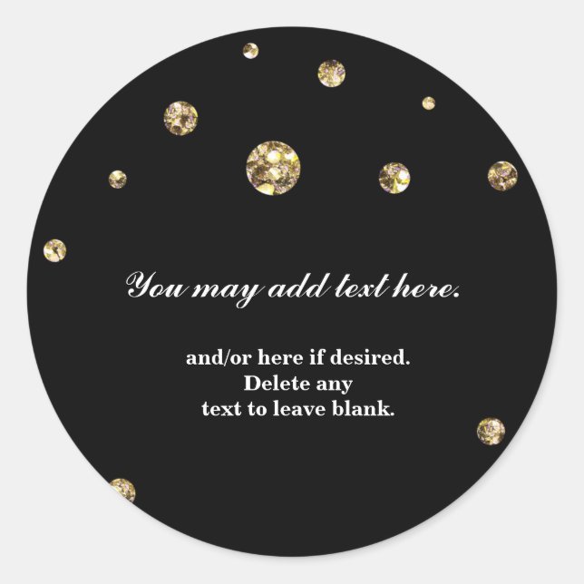 Gold Glitter Black Modern Wedding Bridal Sticker (Front)