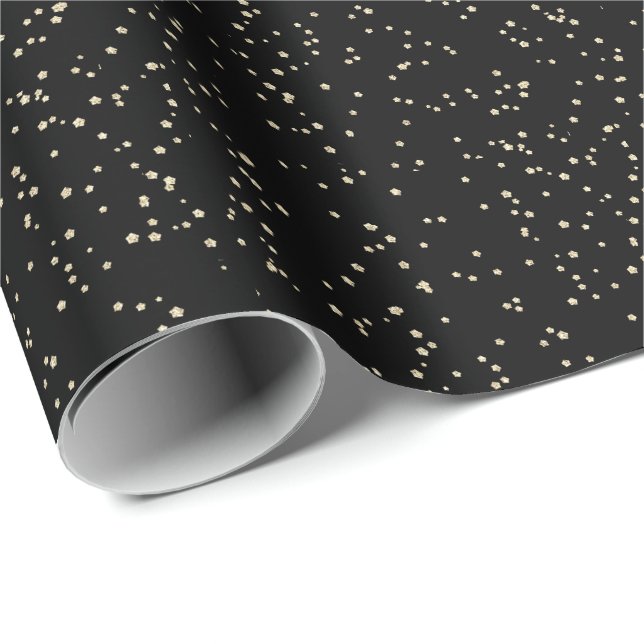 Gold Glitter Black New Year's Eve Wrapping Paper (Roll Corner)