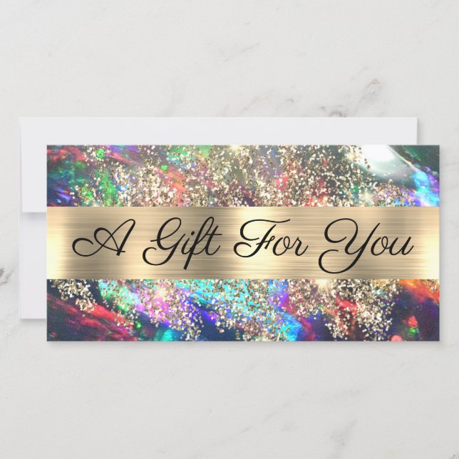 Gold glitter black opal gift certificate (Front)