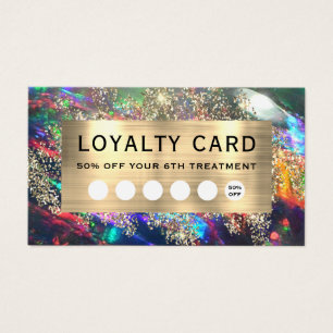 Gold glitter black opal loyalty card
