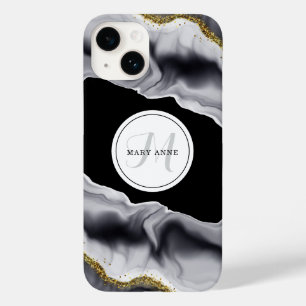 Gold Glitter Black Personalize Case-Mate iPhone 14 Case