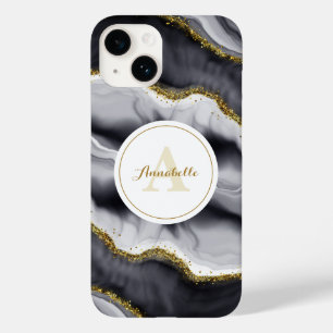 Gold Glitter Black Personalize Case-Mate iPhone 14 Case