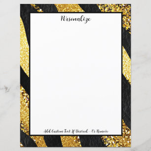 Gold Glitter Black Stripe Design Personalized