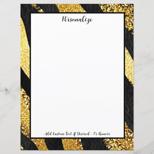 Gold Glitter Black Stripe Design Personalized (Front)